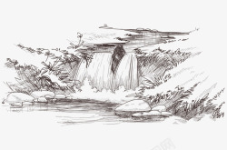 卡通瀑布手绘瀑布高清图片