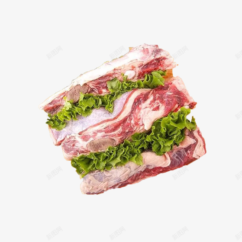 牛肋排png免抠素材_新图网 https://ixintu.com 产品实物 带骨牛肉 生肉 蔬菜