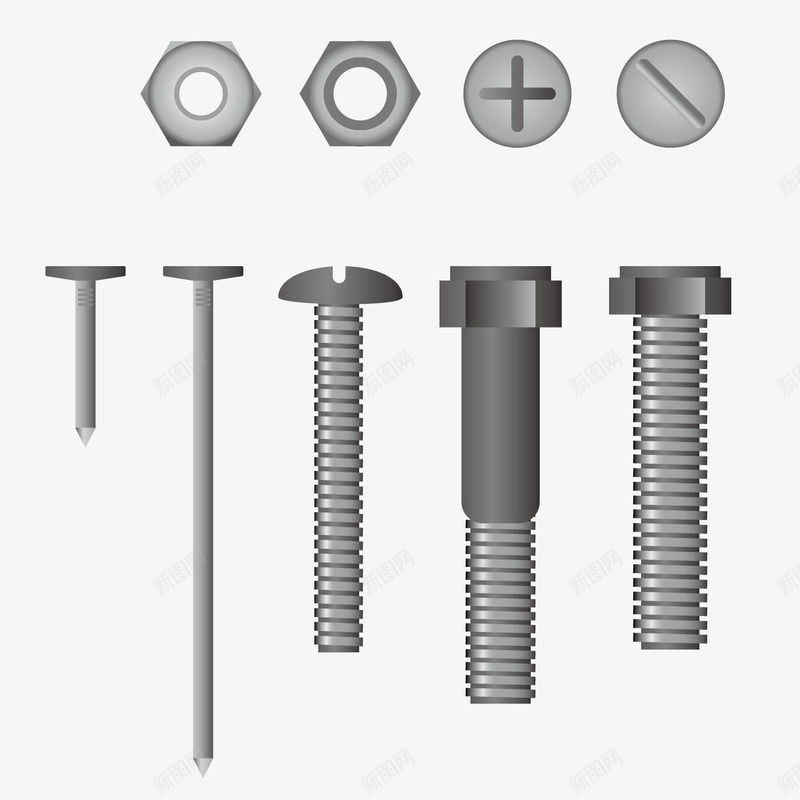 螺丝钉png免抠素材_新图网 https://ixintu.com 3D 螺母 装饰 金属质感