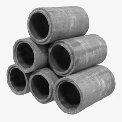 光滑水泥管三排圆形灰色水泥管高清图片