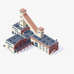 工厂模型灰红色工厂建筑模型矢量图高清图片