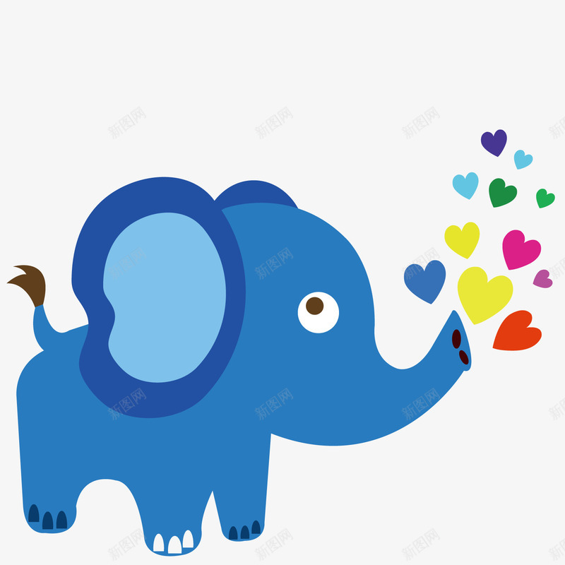 吐出爱心的大象png免抠素材_新图网 https://ixintu.com 动物园 大象 爱心 蓝色