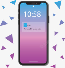 紫色三角苹果手机矢量图素材