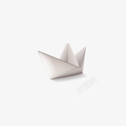 灰色折纸船矢量图素材