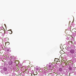 水墨风格水晶装饰紫色紫色装饰风格藤蔓花型边框高清图片