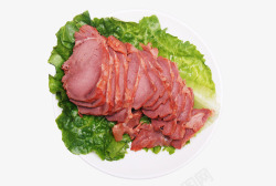 肉炸青菜盘子上的盐水牛肉高清图片