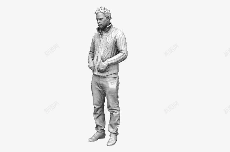 灰色人物png免抠素材_新图网 https://ixintu.com 3D 人体 人体3D 建模 模型 灰色 灰色人像 石膏