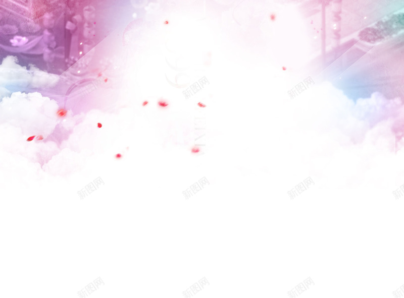 浪漫背景png免抠素材_新图网 https://ixintu.com 云朵 梦幻 浪漫 粉色 紫色 花朵 花瓣
