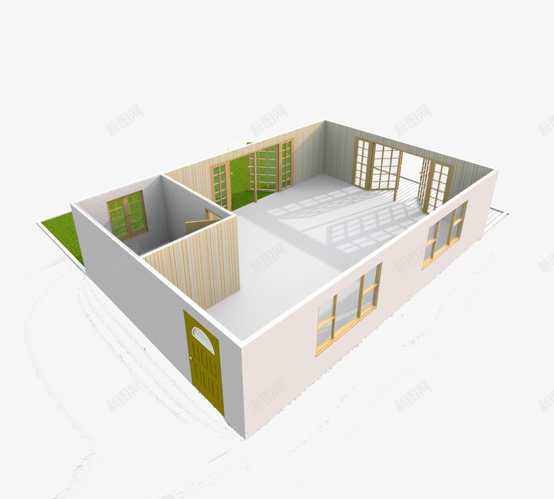房屋建筑png免抠素材_新图网 https://ixintu.com 3d模型 房间 效果图 装修