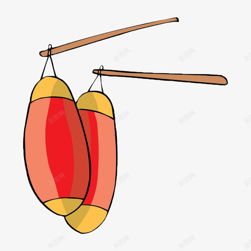 两个灯笼png免抠素材_新图网 https://ixintu.com 元宵节 卡通 灯笼 红色