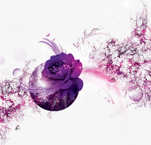 浪漫紫色植物花卉psd免抠素材_新图网 https://ixintu.com 化妆品广告元素 梦幻 浪漫紫色植物花卉 玫瑰花 花朵