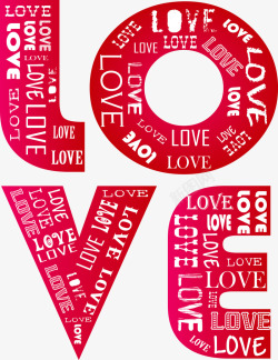 爱在七夕艺术字粉色LOVE艺术字高清图片
