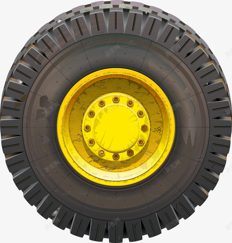 黄色金属轮胎png免抠素材_新图网 https://ixintu.com 卡通轮胎 汽车轮胎 矢量轮胎 车胎 轮胎 黄色金属