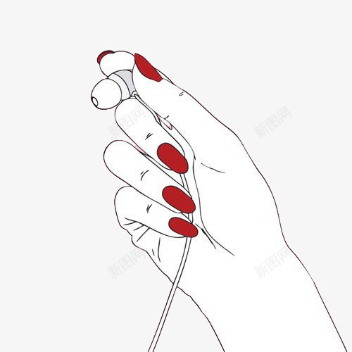 红指甲的手拿着细线psd免抠素材_新图网 https://ixintu.com 坏女人 手控福利 手绘 特写 红指甲 酷女孩