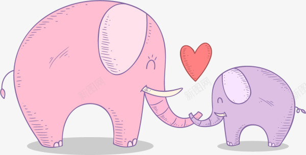 母亲节可爱大象妈妈png免抠素材_新图网 https://ixintu.com 可爱大象 大象妈妈 手绘大象 母亲节 母爱 红色爱心