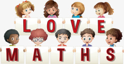 lovemaths卡通儿童爱好数学海报高清图片