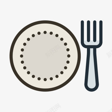 灰色手绘快餐盘子元素图标图标
