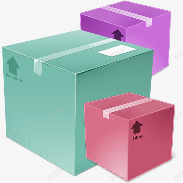 卡通彩色箱子psd免抠素材_新图网 https://ixintu.com 卡通 多彩 彩色 盒子 箱子 粉红色 紫色 纸盒 纸箱 绿色