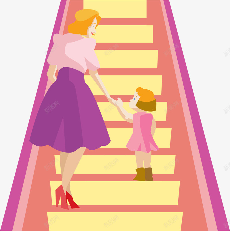上楼的母女png免抠素材_新图网 https://ixintu.com 上楼 年轻妈妈 手扶梯 母与女 母女 电梯 自动扶梯 辣妈 逛街 高跟鞋