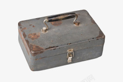 提手箱子灰色有提手和带锁的生锈的铁盒实高清图片