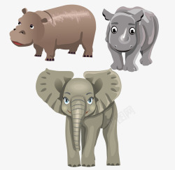 河马犀牛大象素材