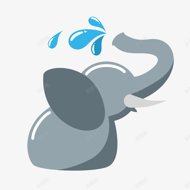卡通动物大象喷水png免抠素材_新图网 https://ixintu.com 动物 卡通 喷水 大象