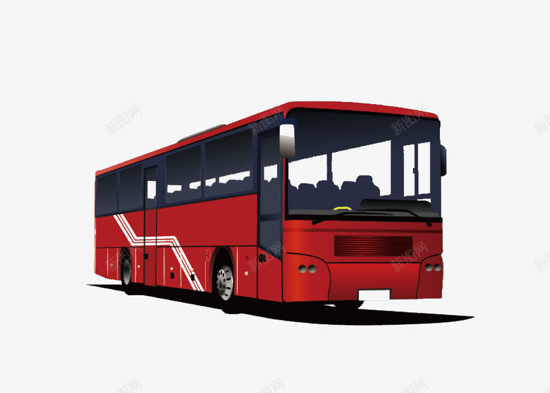 无人的大巴车png免抠素材_新图网 https://ixintu.com 卡通 反光镜 手绘 汽车头 汽车玻璃 灰色的 红色的