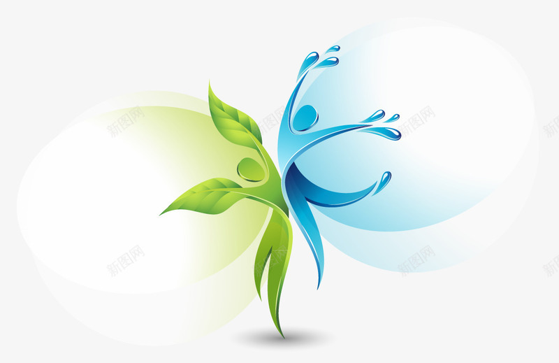 LOGO形象图标png_新图网 https://ixintu.com 绿色 舞动的人物 蓝色