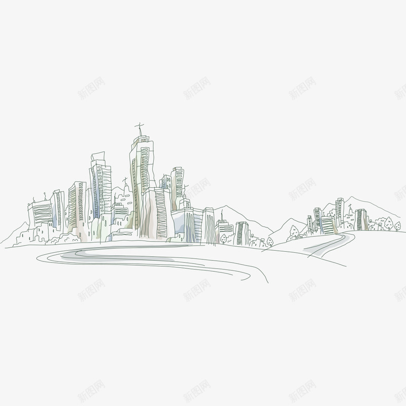 手绘城市中心图案png免抠素材_新图网 https://ixintu.com 中心 图案 城市 手绘 手绘城市中心图案