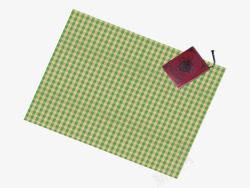 绿格子绿格子桌布和红本子高清图片