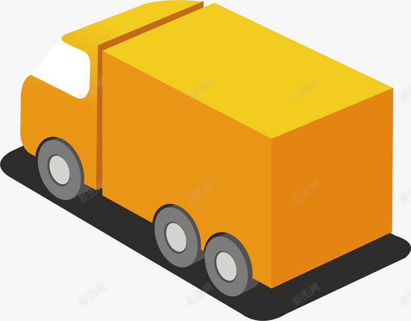 黄色货车图标矢量图ai_新图网 https://ixintu.com 卡通有趣 扁平化 矢量图案 货车 轮胎 黄色底纹 矢量图