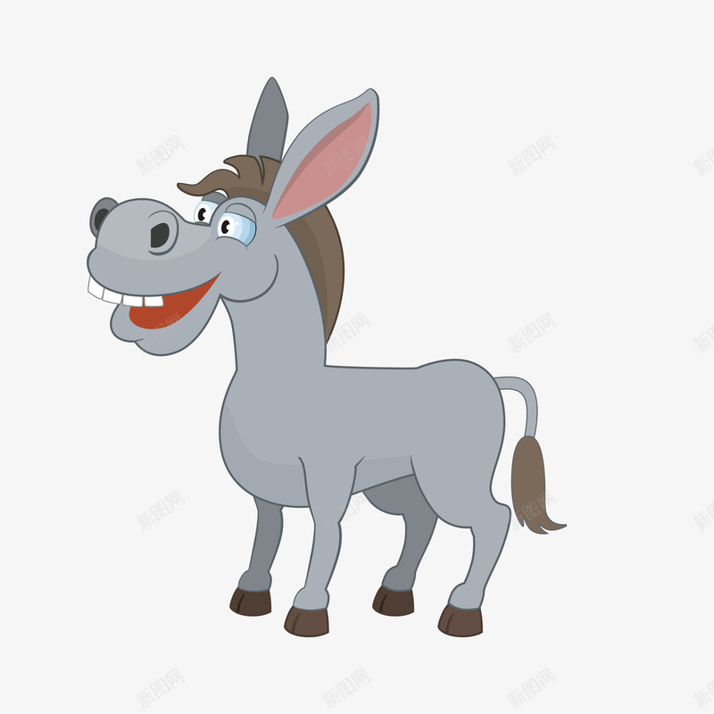 卡通野驴png免抠素材_新图网 https://ixintu.com 动物 卡通 可爱的 尾巴 灰色的驴 牙齿 驴子卡通