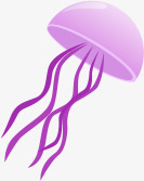 夏日手绘海底紫色水母素材