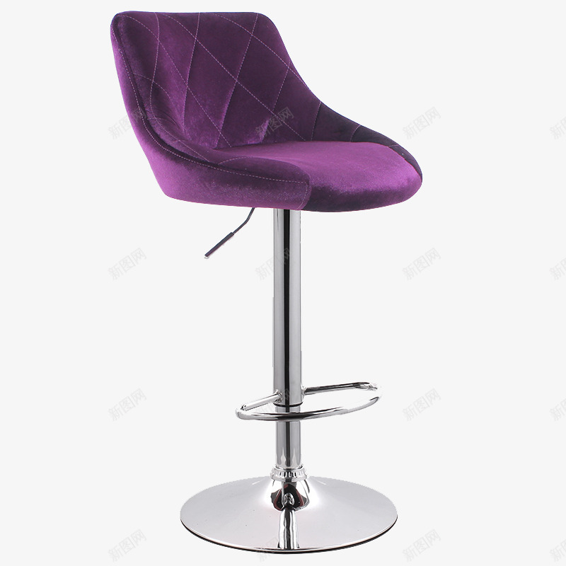 紫色吧椅png免抠素材_新图网 https://ixintu.com 可调节高低的吧椅 吧台椅 吧椅 带靠背的吧椅 紫色布料吧椅 酒吧吧台椅