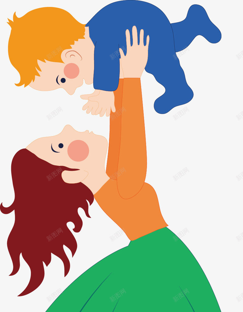 妈妈宝贝png免抠素材_新图网 https://ixintu.com 卡通人物 妈妈宝贝 抱起 母亲 母子