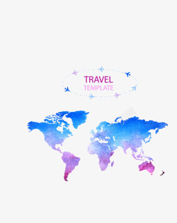 蓝紫色旅游世界地图矢量图素材