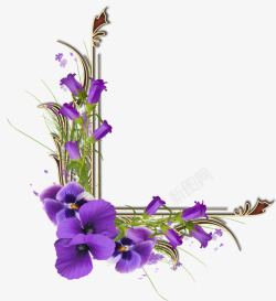 紫色花朵树枝边框素材