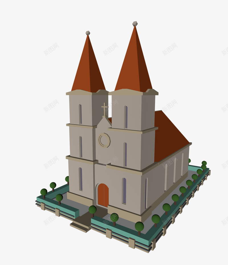 卡通立体3D教堂模型png免抠素材_新图网 https://ixintu.com 卡通教堂 建筑png 教堂模型png 立体3D教堂 西方建筑