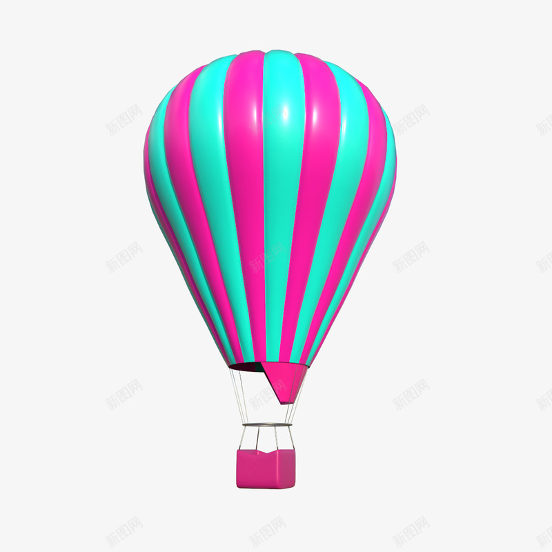 卡通红蓝热气球png免抠素材_新图网 https://ixintu.com 一个热气球 卡通形象 平面 热气球 红色吊篮 红蓝热气球