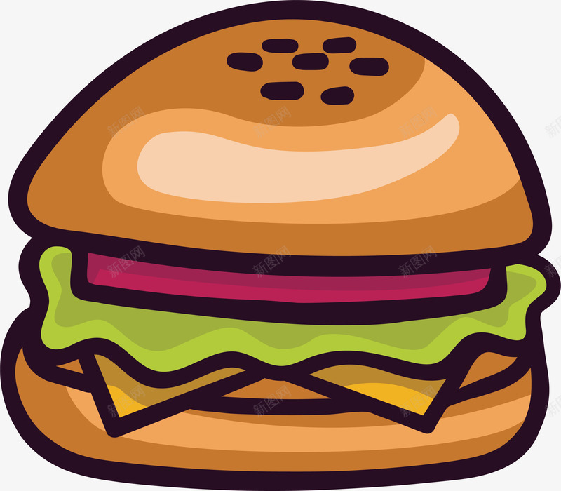 卡通汉堡包png免抠素材_新图网 https://ixintu.com 卡通汉堡 快餐 汉堡 汉堡包 牛肉汉堡 矢量png