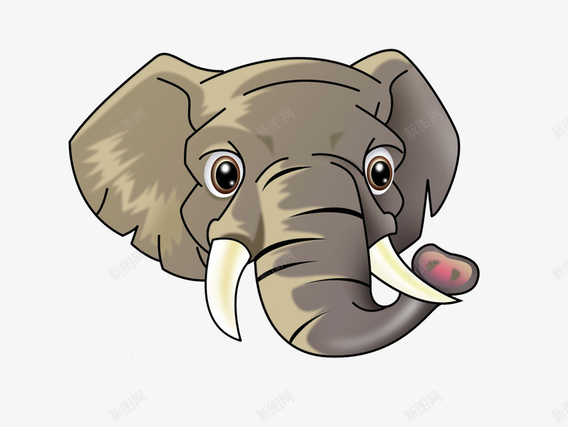 萌萌的大象头psd免抠素材_新图网 https://ixintu.com 动物 卡通手绘 可爱 大象 大象头