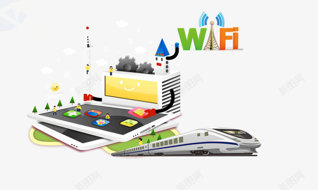 科技电子元素png免抠素材_新图网 https://ixintu.com WiFi 列车 平板 手机 科技电子元素