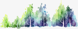 紫色树林手绘绿紫色树林装饰素材