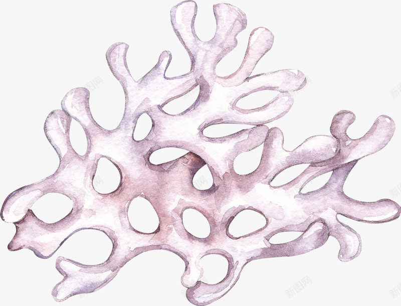 水墨珊瑚png免抠素材_新图网 https://ixintu.com 一个 创意 卡通 手绘 海生植物 珊瑚 白色 紫色
