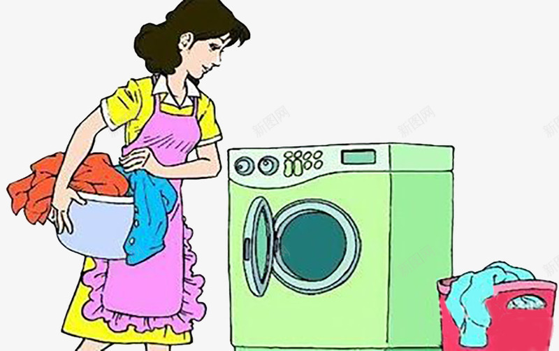 妈妈用洗衣机洗衣服png免抠素材_新图网 https://ixintu.com 卡通洗衣服 妈妈洗衣服 妈妈用洗衣机洗衣服 手绘用洗衣机洗衣服 洗衣服 用洗衣机洗衣服