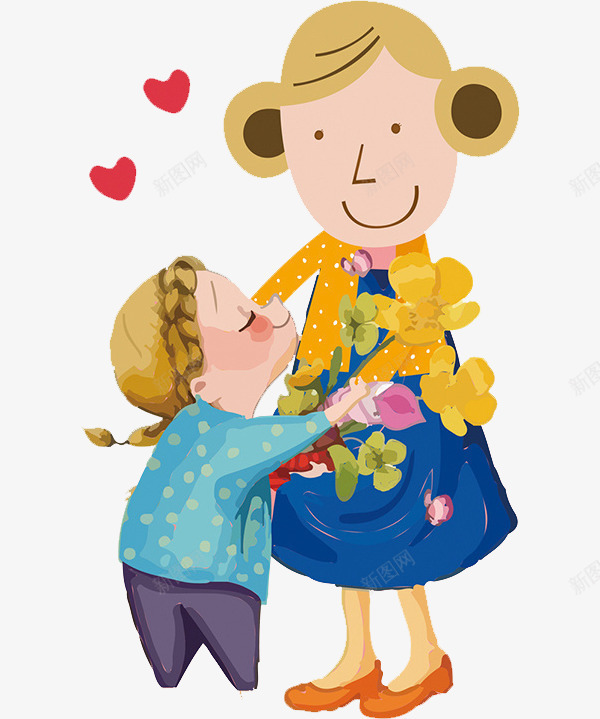 给妈妈送花的女孩png免抠素材_新图网 https://ixintu.com 女孩 母亲 爱心 鲜花