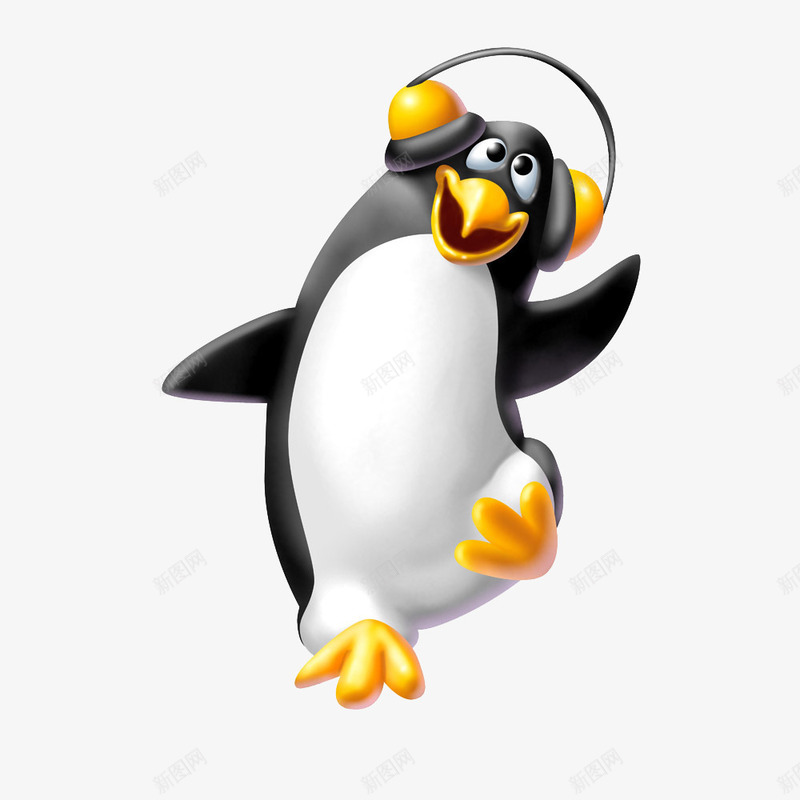跳舞企鹅png免抠素材_新图网 https://ixintu.com 3D 企鹅 卡通 听音乐 立体 耳机