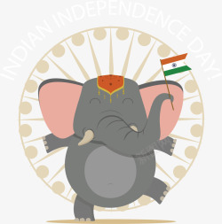 卡通印度独立日大象矢量图素材