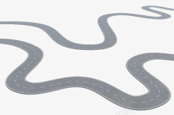 灰色公路手绘灰色弯曲公路弯道高清图片