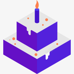 蜡烛图标紫色立体生日蛋糕美食元素矢量图图标高清图片
